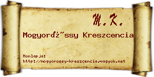 Mogyoróssy Kreszcencia névjegykártya